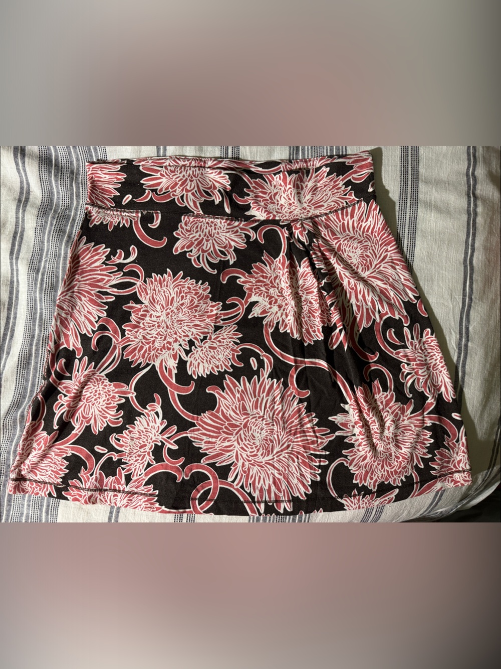 Title Nine Black and Pink Floral A-Line Skirt